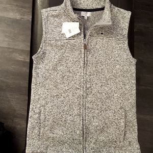 Crown & Ivy (M), white & grey cardigan sweater, w/full zipper & side pockets